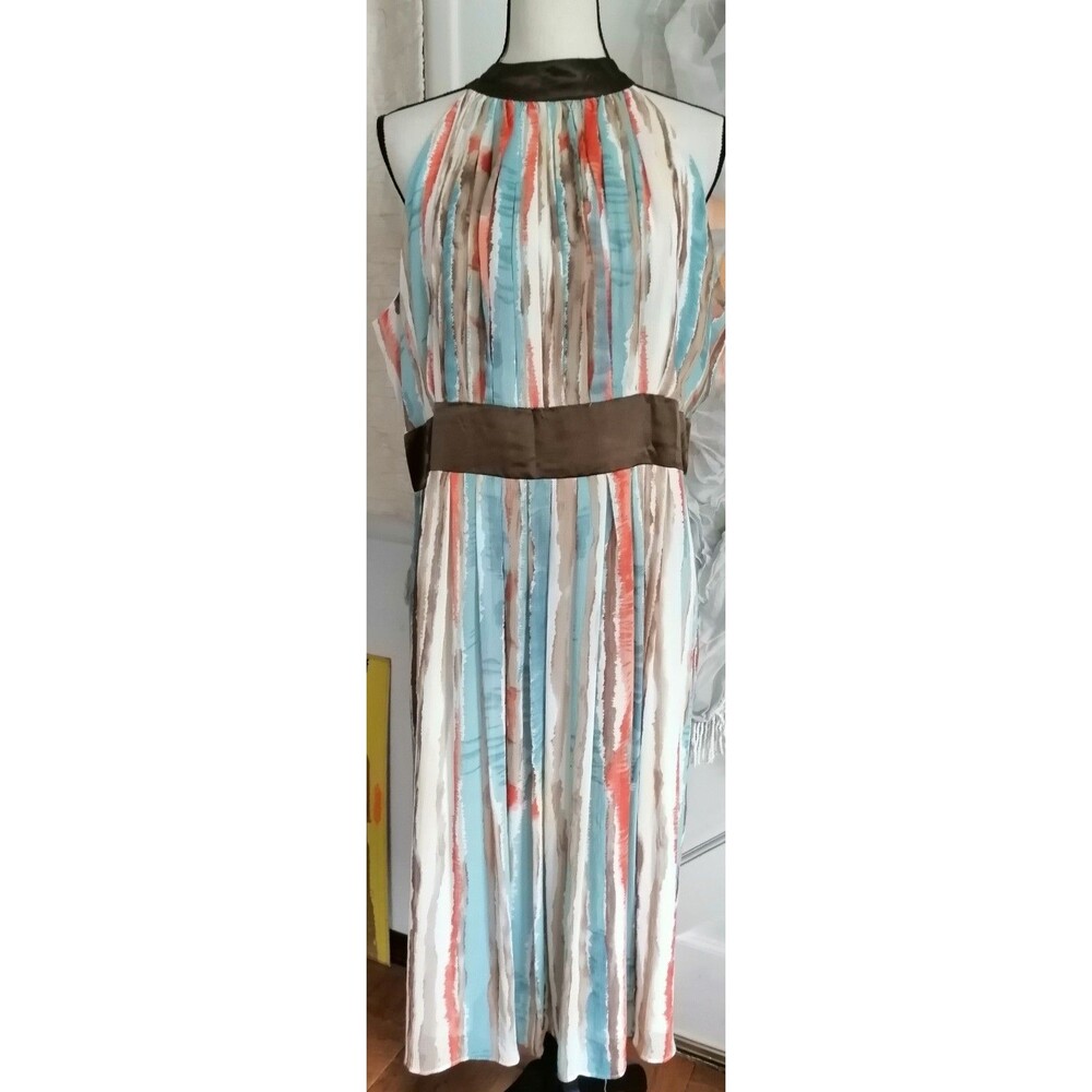 Ashley Stewart Women's Halter Dress Lined Size 16 Sleeveless Colorful